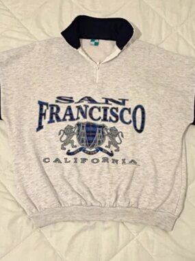 Vintage 90s San Francisco California Sweatshirt Mens L Andy Quarter Zip USA